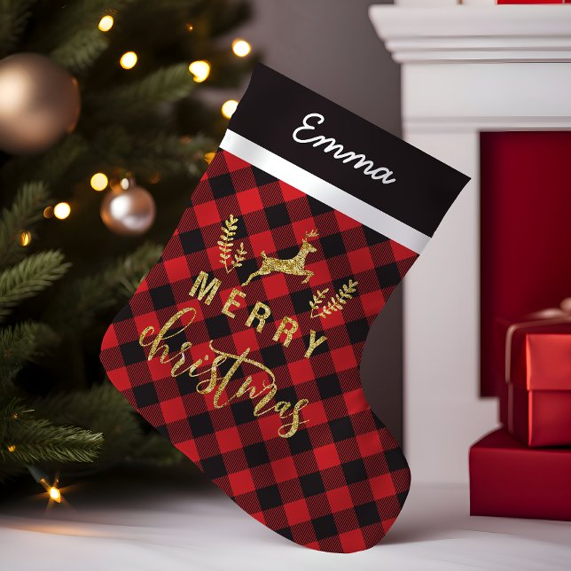 Meia De Natal Pequena Monograma da Feliz de cervejas Dourada da Xadrez d (Criador carregado)