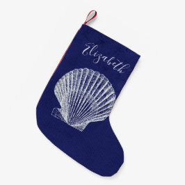 Meia De Natal Pequena Monograma da Shell Costeira Elegante