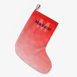 Meia De Natal Pequena Monograma de padrão de malha geométrica ombre de r