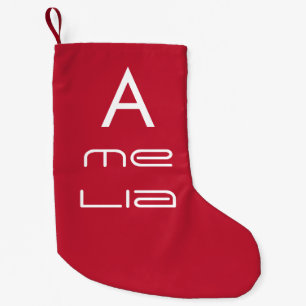 Meia De Natal Pequena Monograma legal Typografia Red Christmas