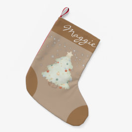 Meia De Natal Pequena monograma na moda clássico e fundo castanho