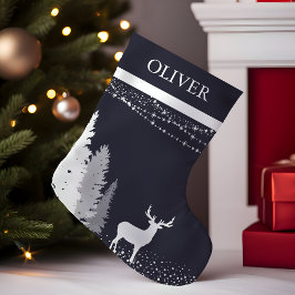 Meia De Natal Pequena Monograma Personalizado de Veado da Floresta de In