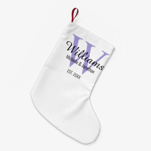 Meia De Natal Pequena Monograma Personalizado para Recém-Casados Lavanda