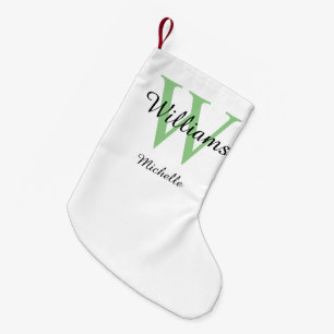 Meia De Natal Pequena Monograma Personalizado Verde