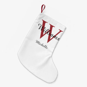 Meia De Natal Pequena Monograma Personalizado Vermelho