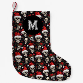 Meia De Natal Pequena Monograma Santa Crânio Xmas Gótico
