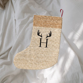 Meia De Natal Pequena Monogramas de burlap
