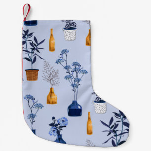 Meia De Natal Pequena Monotone das flores modernas e vaso, pote com bot