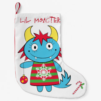 Meia De Natal Pequena Monstro da menina com ornamento