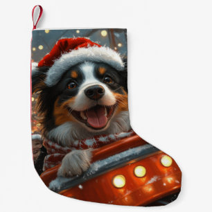 Meia De Natal Pequena Montanha-russa de cachorro Border Collie no Natal