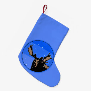 Meia De Natal Pequena Moose no inverno - Arte original sobre a vida selv