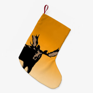 Meia De Natal Pequena Moose no Sunset - Arte Original da Vida Selvagem
