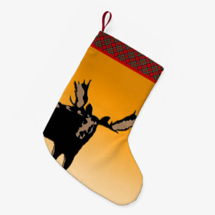 Meia De Natal Pequena Moose no Sunset - Arte Original da Vida Selvagem
