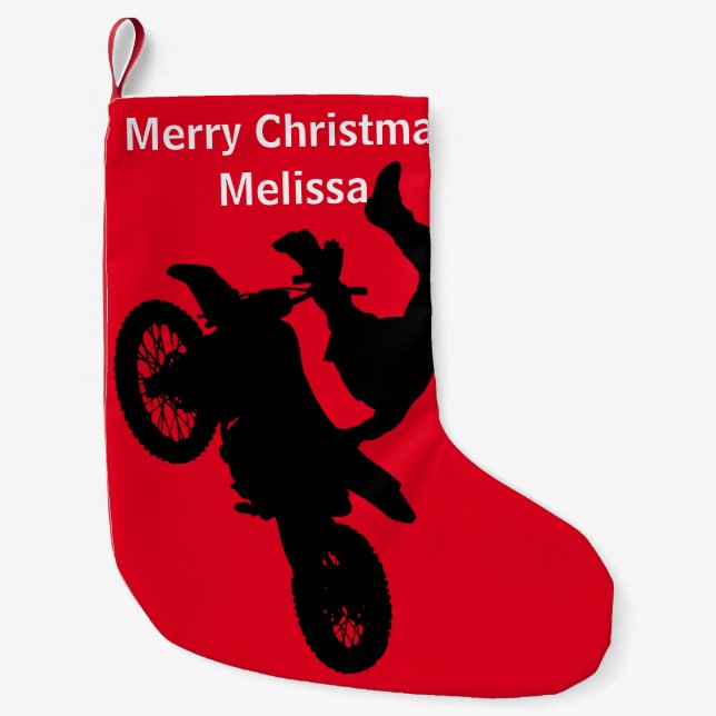 Meia De Natal Pequena Motocross Christmas Stocks (Frente)