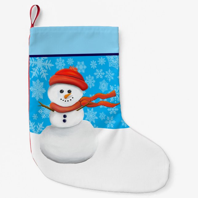 Meia De Natal Pequena Mr Snowman (Frente)