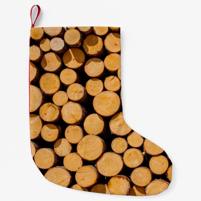Meia De Natal Pequena Muitas árvores de carvalho-tronco de madeira são c (Frente)