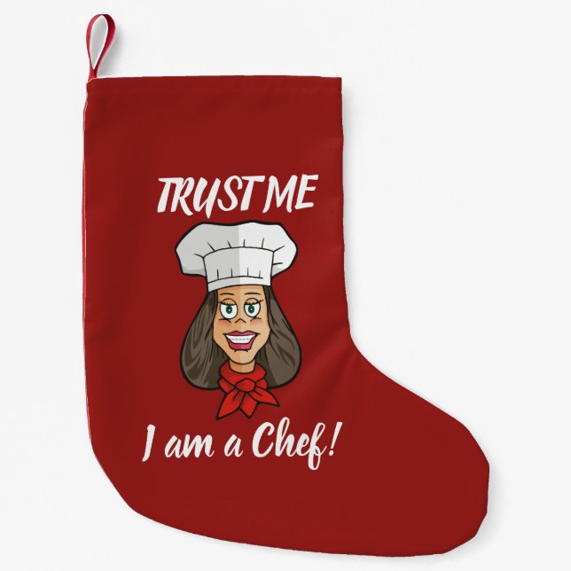 Meia De Natal Pequena Mulher Chef (Frente)