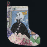 Meia De Natal Pequena Mulher Elegante Azul Vestido Floral Chique<br><div class="desc">Um rico tema da era vitoriana,  uma colagem que inclui a ilustração de moda de George Barbier dos anos 1920,  e colada junto com imagens vitorianas,  incluindo flores,  borboletas,  a Torre Eiffel e um fundo de William Morris.</div>