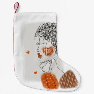 Meia De Natal Pequena Mulher Moda: Linhas Pretas Gráficas