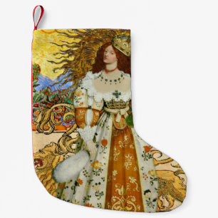Meia De Natal Pequena Mulher Vintage Sol Dourado: Arte Colagem Zodíaco d