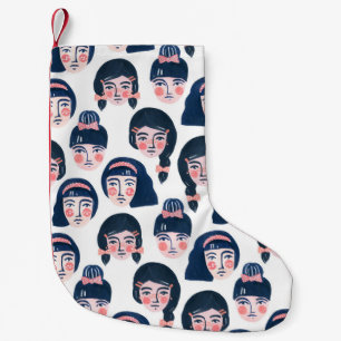 Meia De Natal Pequena Mulheres Whimsical: Cartoon Face Art