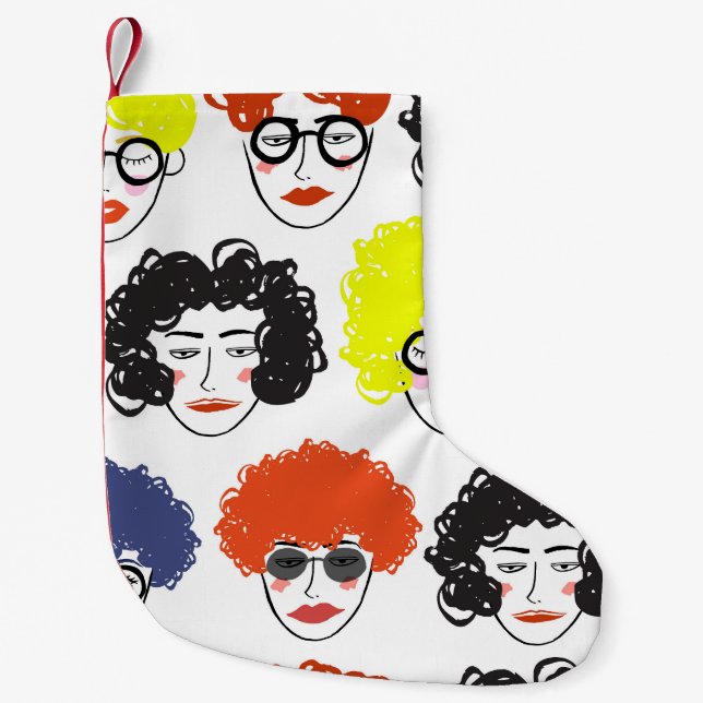 Meia De Natal Pequena Multidão pessoas engraçada: design sem problemas. (Frente)