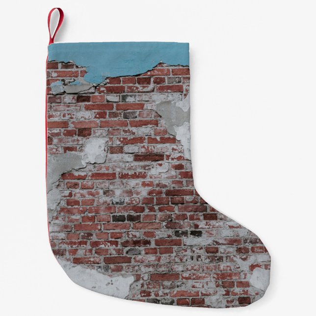 Meia De Natal Pequena Muro de tijolo (Frente)