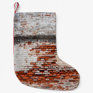 Meia De Natal Pequena muro de tijolos na estrada abandonada, abstrato,