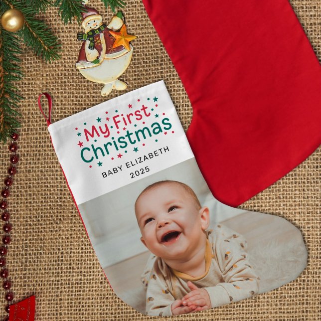 Meia De Natal Pequena My First Christmas Festive Cute Newborn Baby Photo (Criador carregado)