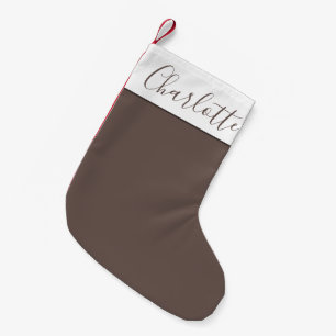 Meia De Natal Pequena Na moda Script Typografia Café Brown Nome Persona