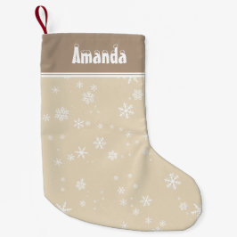 Meia De Natal Pequena Na moda Snowflakes Beige Festivo Personalizável