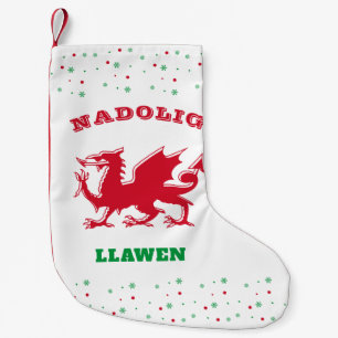 Meia De Natal Pequena Nadolig Llawen Dragão Vermelho Galês Feliz Natal