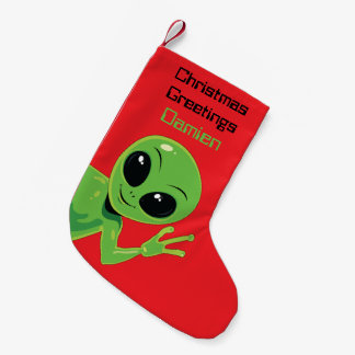 Meia De Natal Pequena Natal Alien Personalizado Extraterrestre