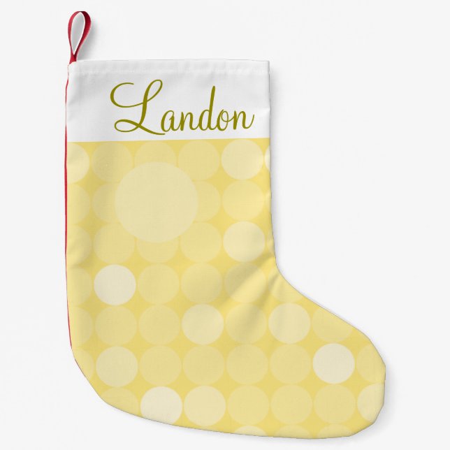 Meia De Natal Pequena Natal amarelo das bolinhas da modificação (Frente)