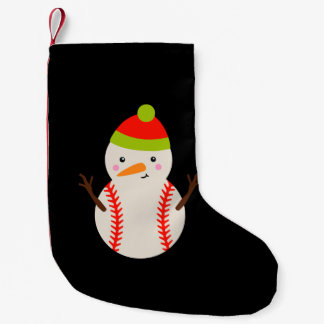 Meia De Natal Pequena Natal - Baseball Snowman