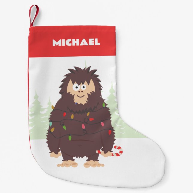 Meia De Natal Pequena Natal Bigfoot Sasquatch (Frente)
