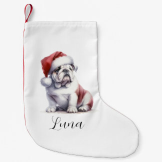 Meia De Natal Pequena Natal - Bull Dog Santa Hat
