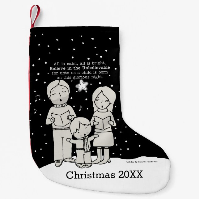 Meia De Natal Pequena Natal Caroling (Frente)