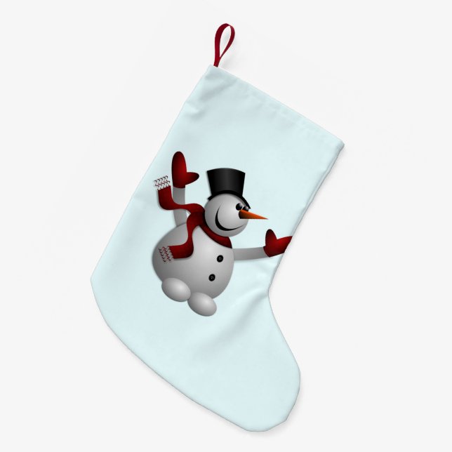Meia De Natal Pequena Natal com Feliz Snowman (Frente (Pendurada))