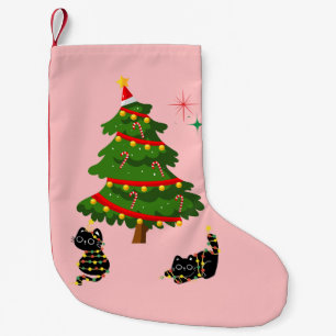 Meia De Natal Pequena Natal com Gatos Pretos