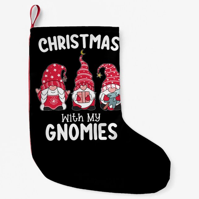 Meia De Natal Pequena Natal Com Meus Gnomos Gnome de Feriado (Frente)
