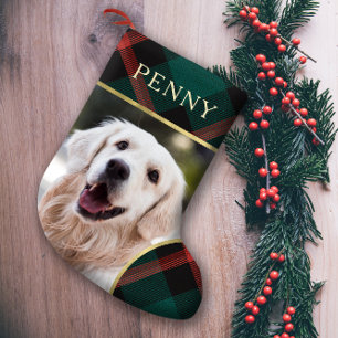 Meia De Natal Pequena Natal da tradição da Xadrez Vermelha e Verde