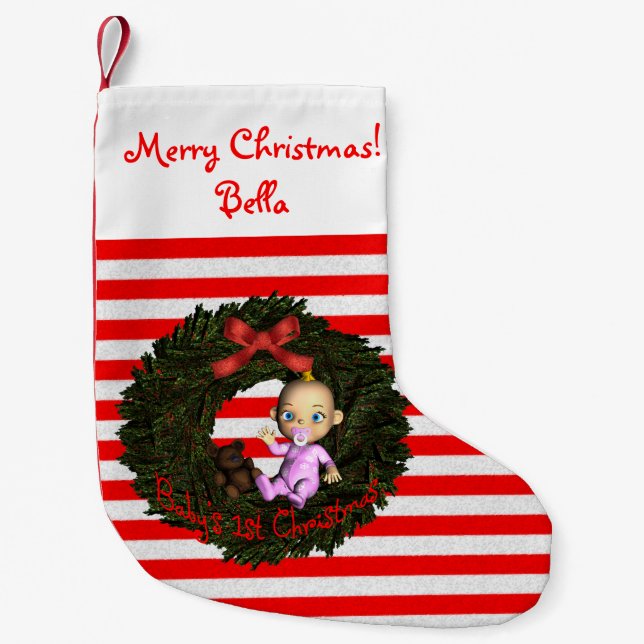 Meia De Natal Pequena Natal de 1rua da Baby Girl (Frente)