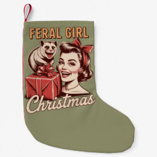 Meia De Natal Pequena Natal de Garota Feral Gambá Xmas Trashy Retro