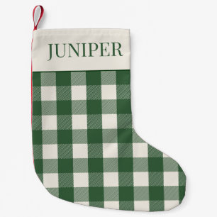 Meia De Natal Pequena Natal de Gingham Verde Branco