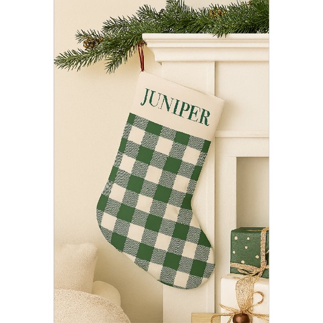Meia De Natal Pequena Natal de Gingham Verde Branco (Criador carregado)
