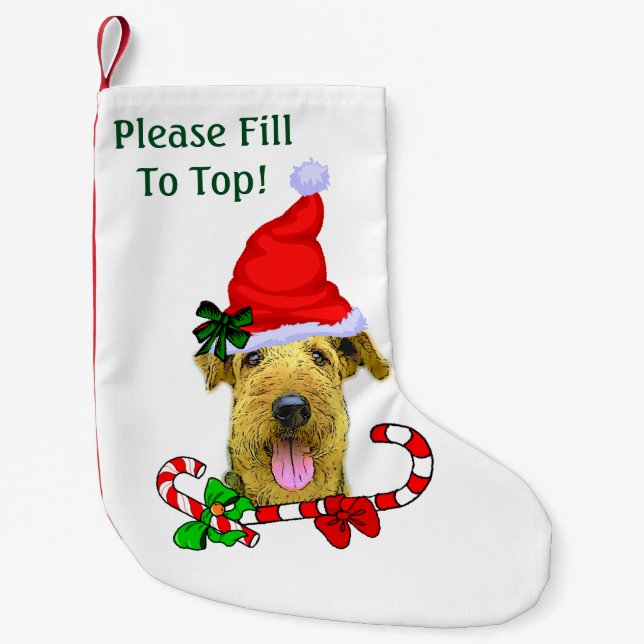 Meia De Natal Pequena Natal do Airedale Terrier (Frente)