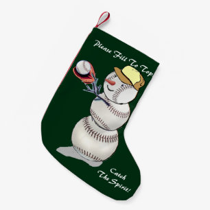 Meia De Natal Pequena Natal do boneco de neve do basebol