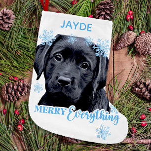 Meia De Natal Pequena Natal do Labrador Negro - Lab Preto Cachorro Cacho