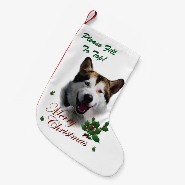 Meia De Natal Pequena Natal do Malamute do Alasca (Frente (Pendurada))